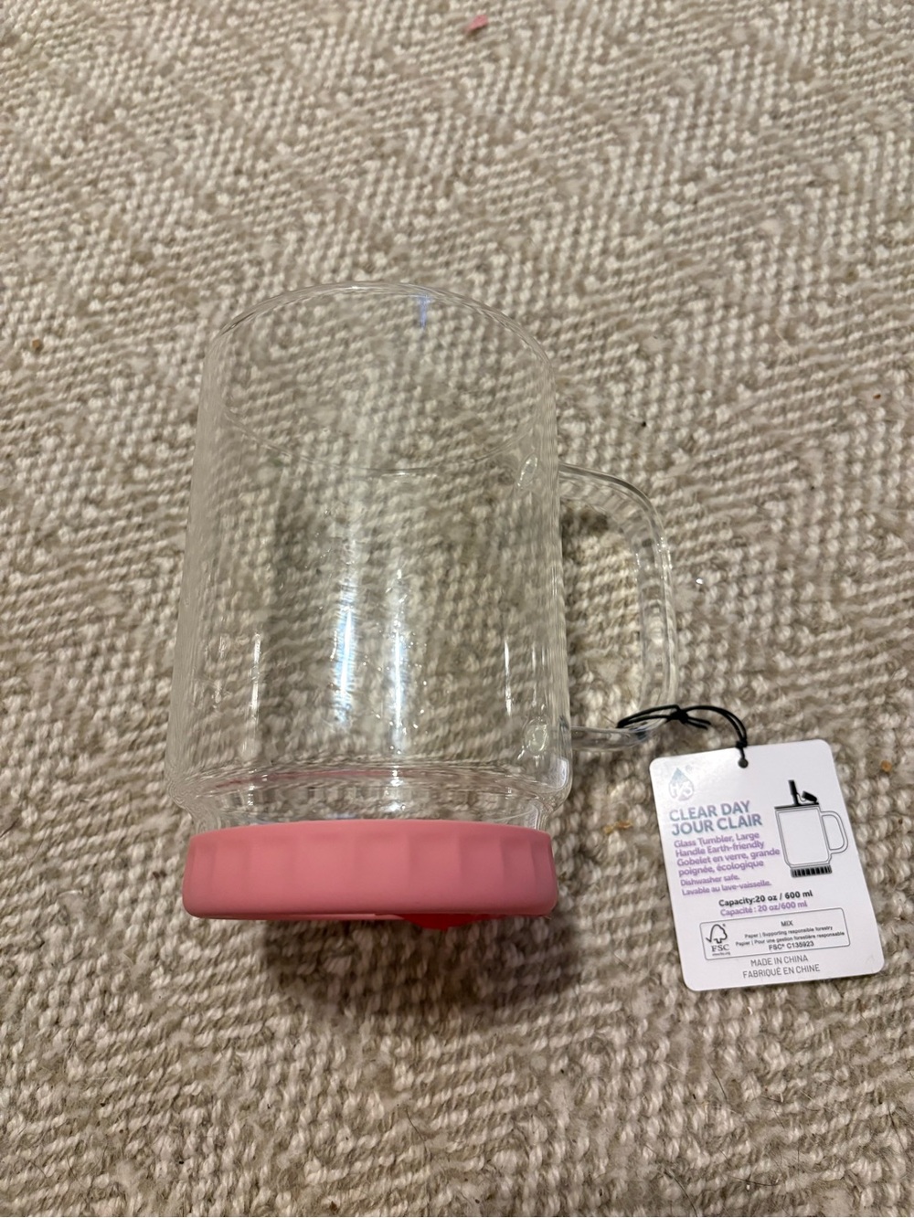 Clear Day Glass Mug with Pink Silicone Base